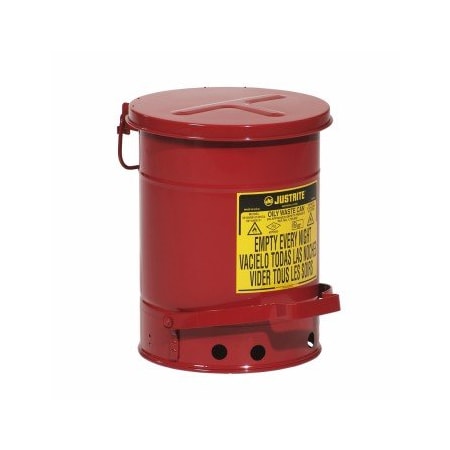 Justrite Steel Self-Closing Oily Waste Can ext. dia. 11.88" x 15.88" H CAN138